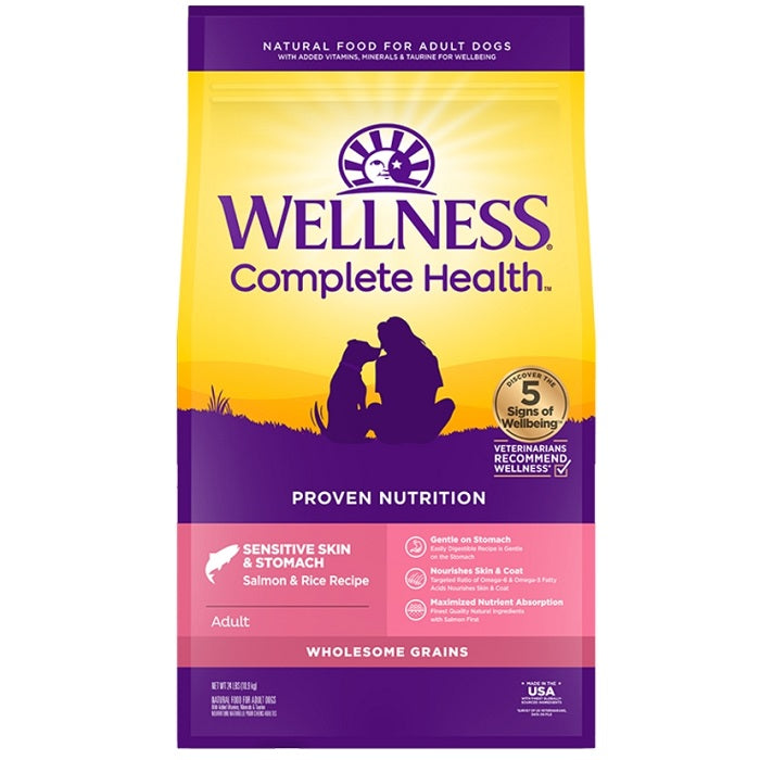 Wellness Complete Health Sensitive Skin & Stomach Salmon and Rice Recipe Adult Dog Food