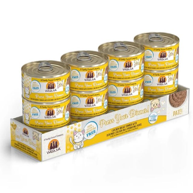 Weruva Pate Press Your Dinner! Chicken Breast Dinner in a Hydrating Purée Cat Food, 3-oz Can