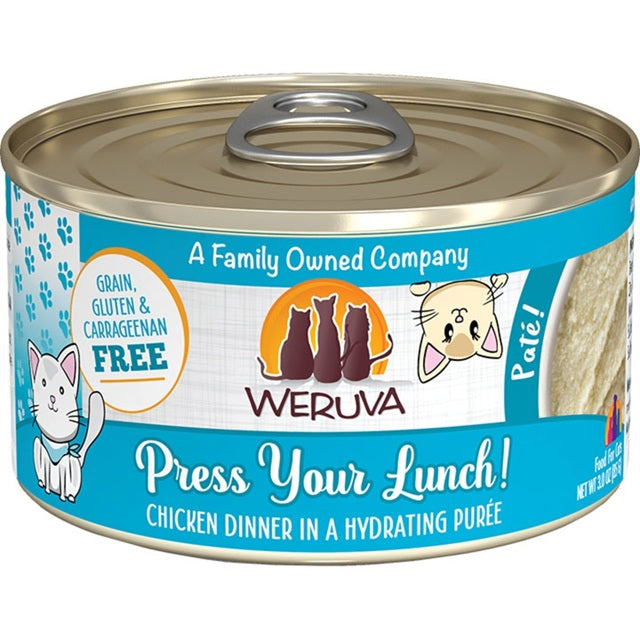 Weruva Pate Press Your Lunch! Chicken Dinner in a Hydrating Purée Cat Food, 3-oz Can