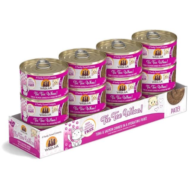 Weruva Pate Tic Tac Whoa! Tuna & Salmon Dinner in a Hydrating Purée Cat Food, 3-oz Can
