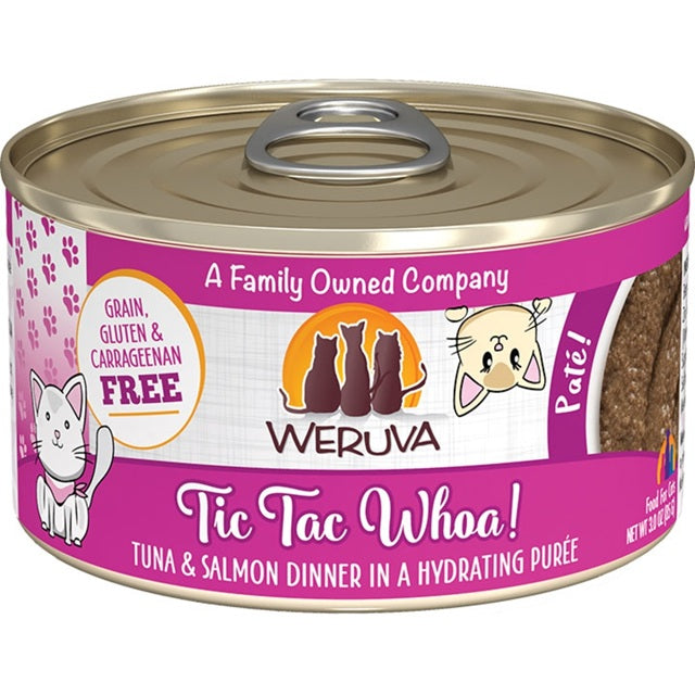 Weruva Pate Tic Tac Whoa! Tuna & Salmon Dinner in a Hydrating Purée Cat Food, 3-oz Can