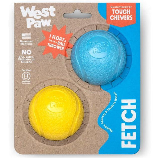 West Paw Zogoflex Boundr Ball Dog Toy 2-Pack, Aqua Blue/Dandelion Yellow