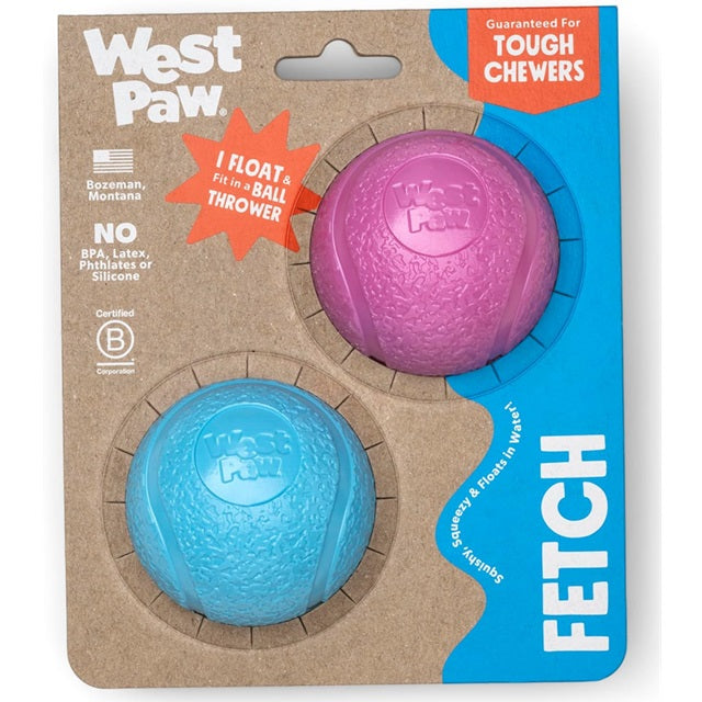 West Paw Zogoflex Boundr Ball Dog Toy 2-Pack, Hot Pink/Aqua Blue