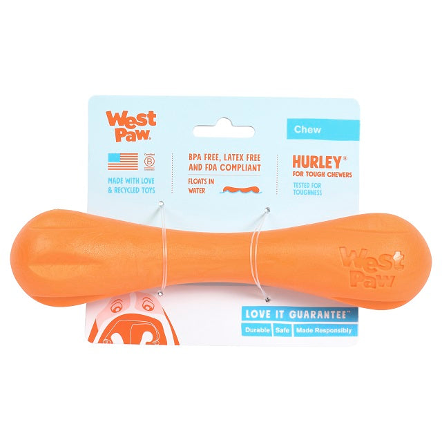 West Paw Zogoflex Hurley Dog Bone, Large Tangerine