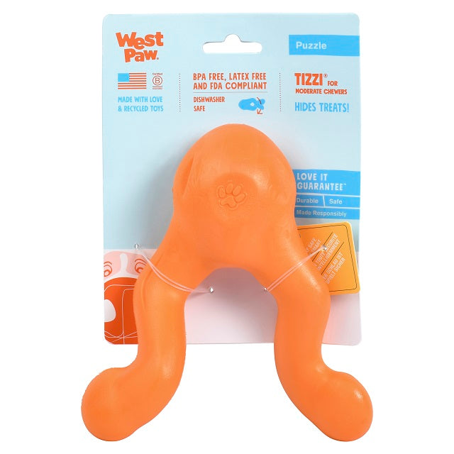 West Paw Zogoflex Tizzi Treat Hiding Toy, Large Tangerine