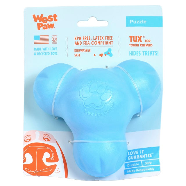 West Paw Zogoflex Tux Treat Dispensing Toy, Large Aqua Blue