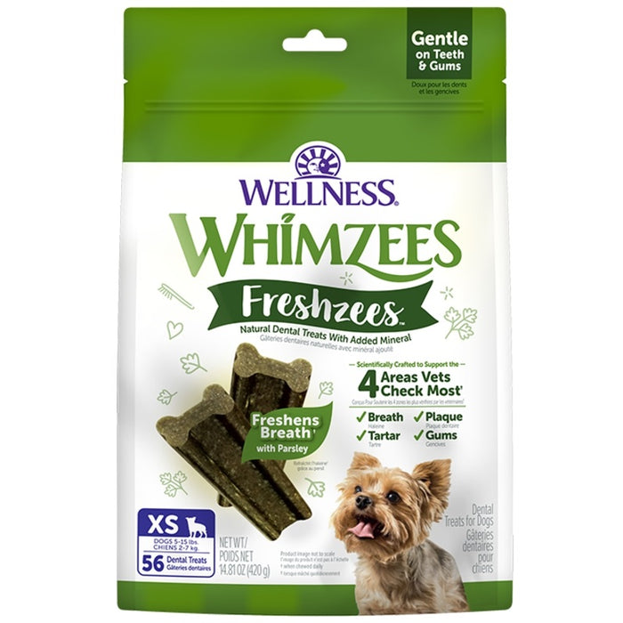 56 Count Whimzees Freshzees Dental Treats for Dogs - Size XS