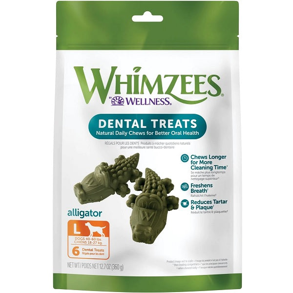 6 Count WHIMZEES® Alligator Daily Dental Treat for Dogs- Size Large