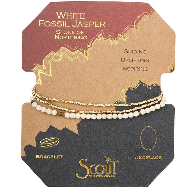 Scout Delicate Stone Wrap Bracelet/Necklace White Fossil Stone of Nurturing