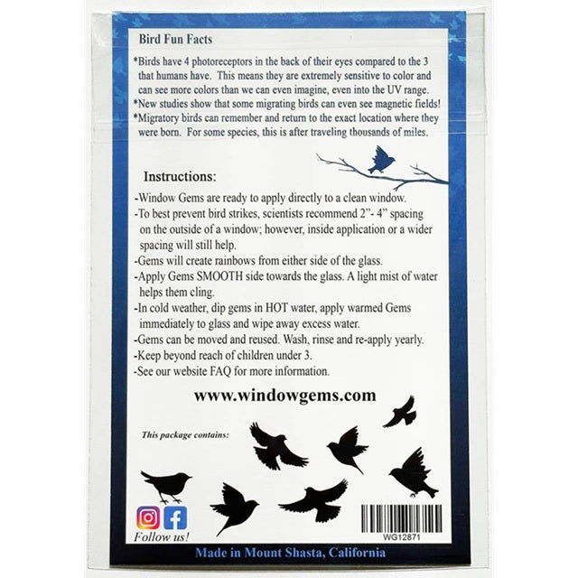 Window Gems Assorted Birds 7 Piece Prismatic Window Decals