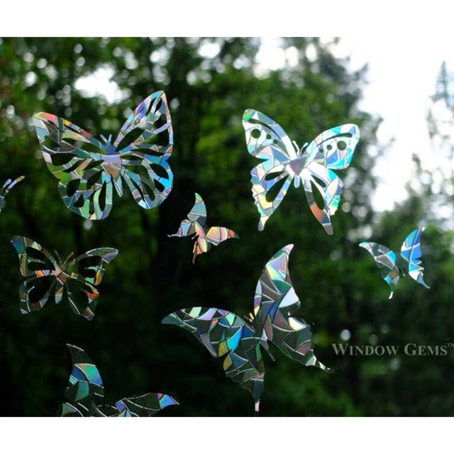 Window Gems Butterflies 8 Piece Prismatic Window Decals