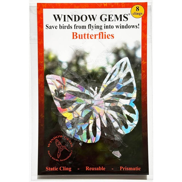 Window Gems Butterflies 8 Piece Prismatic Window Decals