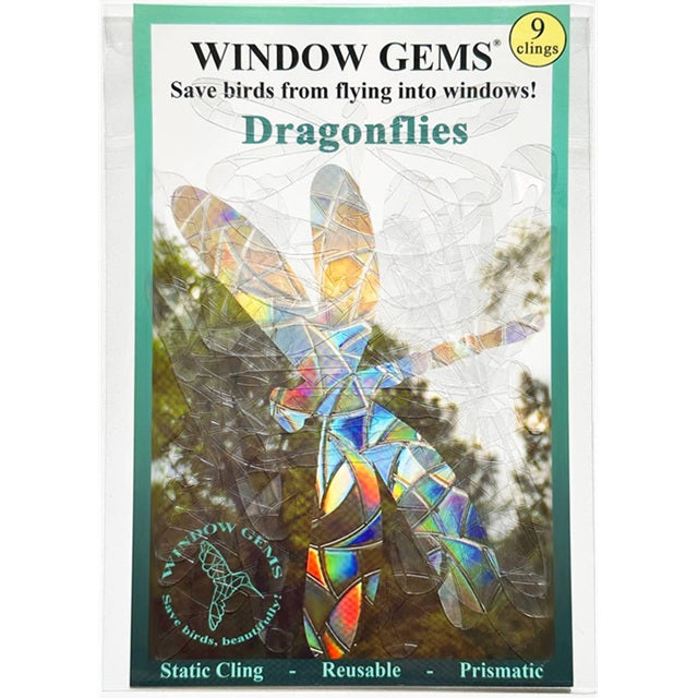 Window Gems Dragonflies 9 Piece Prismatic Window Decals