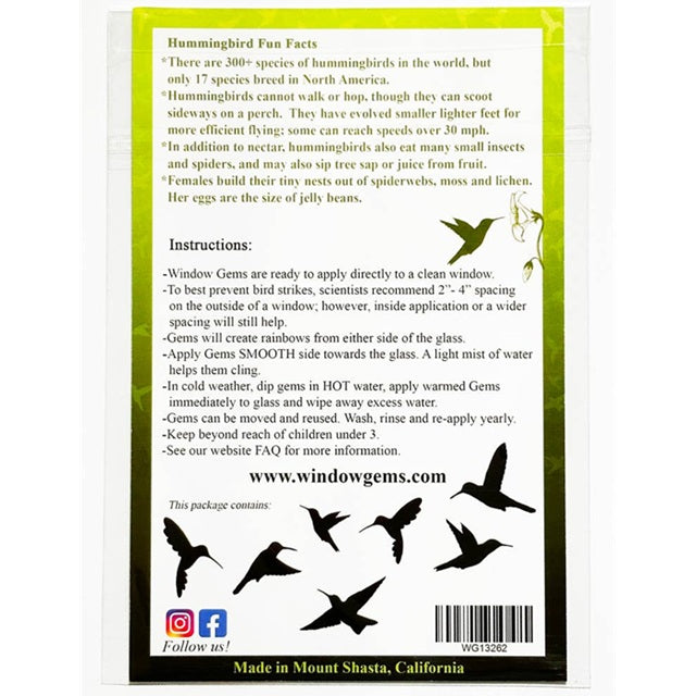 Window Gems Hummingbirds 7 Piece Prismatic Window Decals