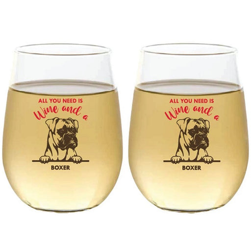 Wine-Oh! 2-Piece Stemless Shatterproof 16 oz. Wine Glasses, Boxer