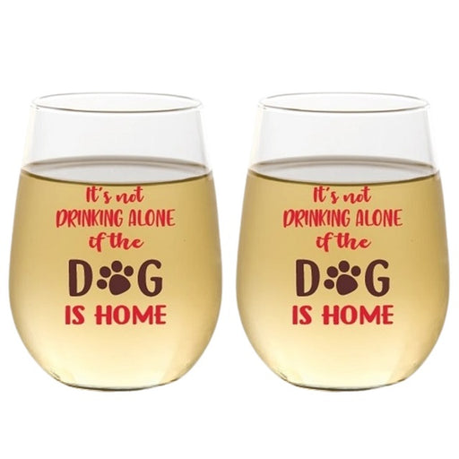 Wine-Oh! 2-Piece Stemless Shatterproof 16 oz. Wine Glasses, Not Drinking Alone