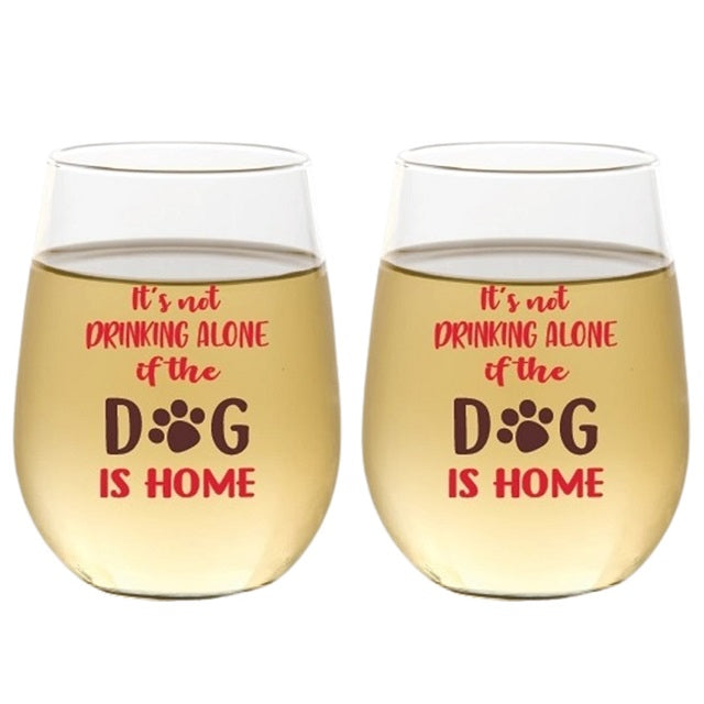 Wine-Oh! 2-Piece Stemless Shatterproof 16 oz. Wine Glasses, Not Drinking Alone