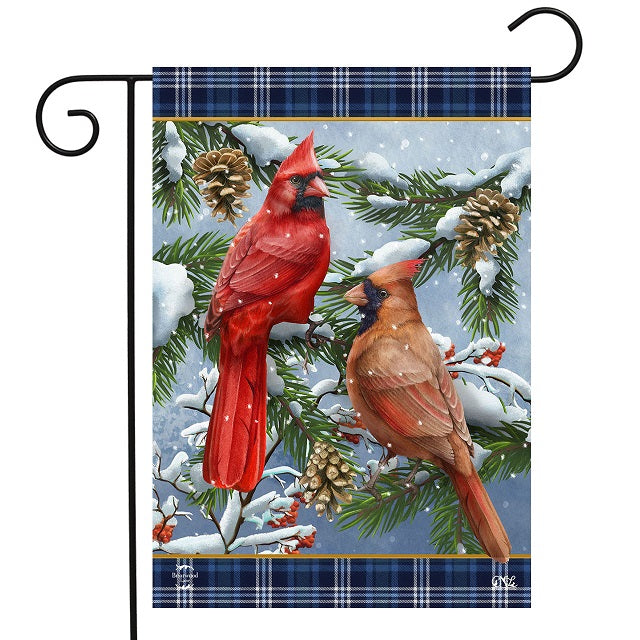 Wintertime Cardinals Garden Flag