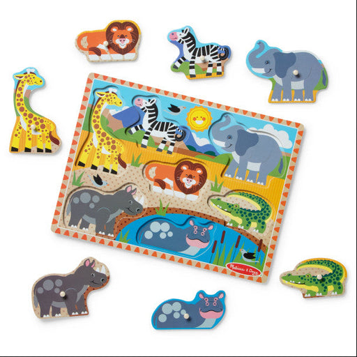 Melissa & Doug Safari Wooden Peg Puzzle 7-Piece