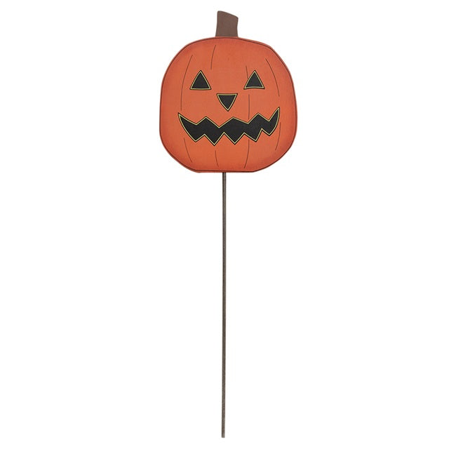 Wooden Jack O'Lantern Planter Stake