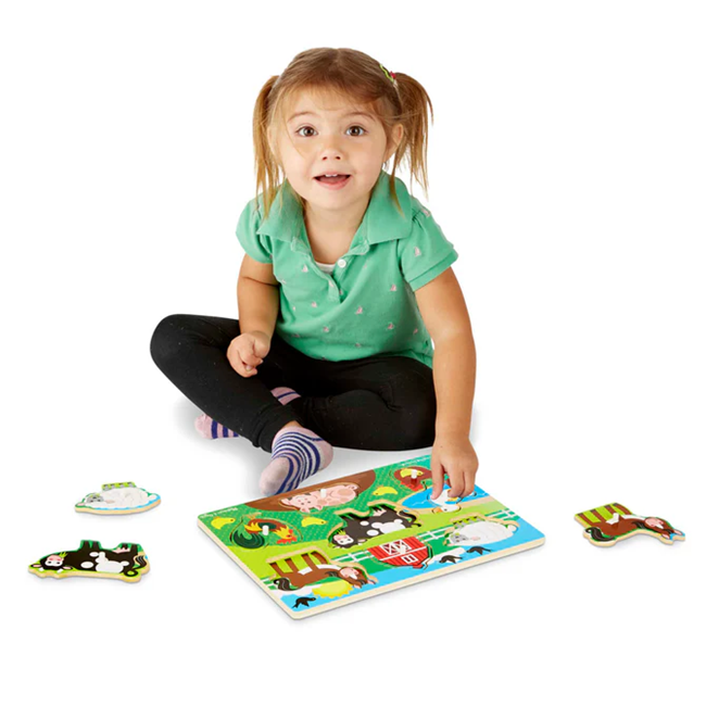 Melissa & Doug Wooden Farm Peg Puzzle 8-Piece