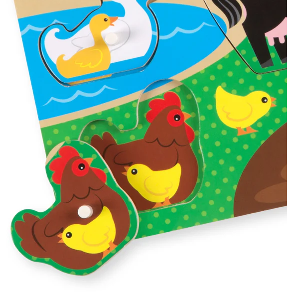 Melissa & Doug Wooden Farm Peg Puzzle 8-Piece