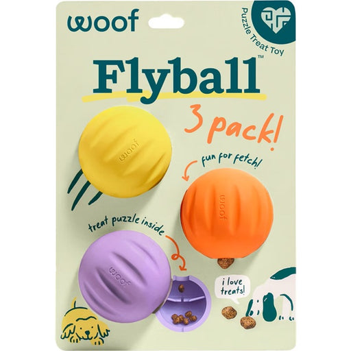 Woof Forager Flyball 2-in-1 Fetch & Puzzle Treat Dog Toy 3 Pack