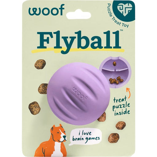 Woof Forager Flyball 2-in-1 Fetch & Puzzle Treat Dog Toy, Lavender