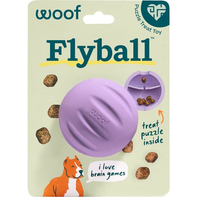 Woof Forager Flyball 2-in-1 Fetch & Puzzle Treat Dog Toy, Lavender