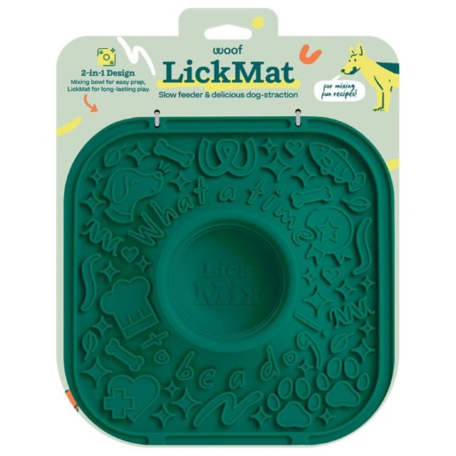 Woof LickMat No Slip Silicone Dog Slow Feeder Mat, Green