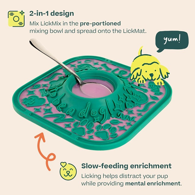 Woof LickMat No Slip Silicone Dog Slow Feeder Mat, Green