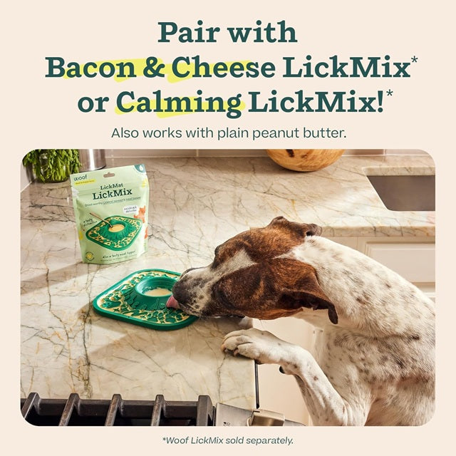 Woof LickMat No Slip Silicone Dog Slow Feeder Mat, Green