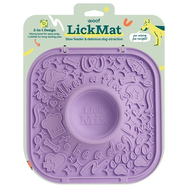 Woof LickMat No Slip Silicone Dog Slow Feeder Mat, Lavender