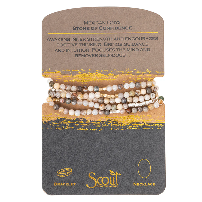 Scout Stone Wrap Bracelet/Necklace Mexican Onyx-Stone of Confidence