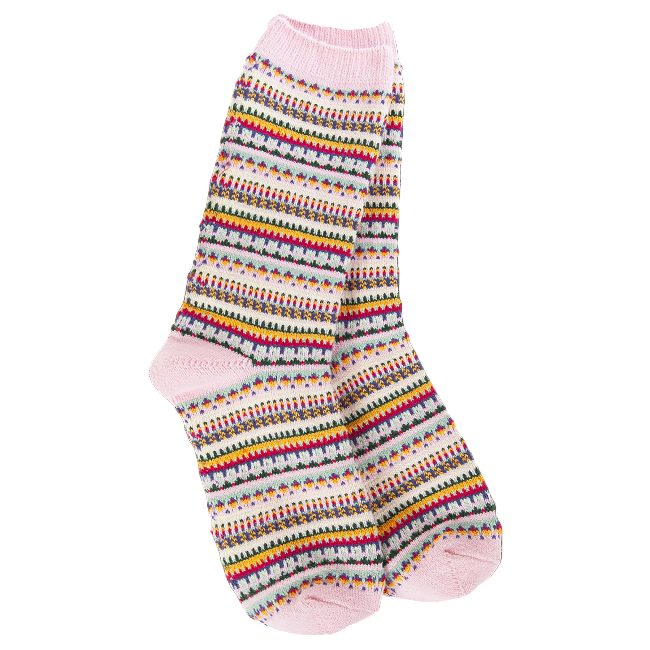 World's Softest Women's Weekend Crew Sock, Boho Pink Stripe
