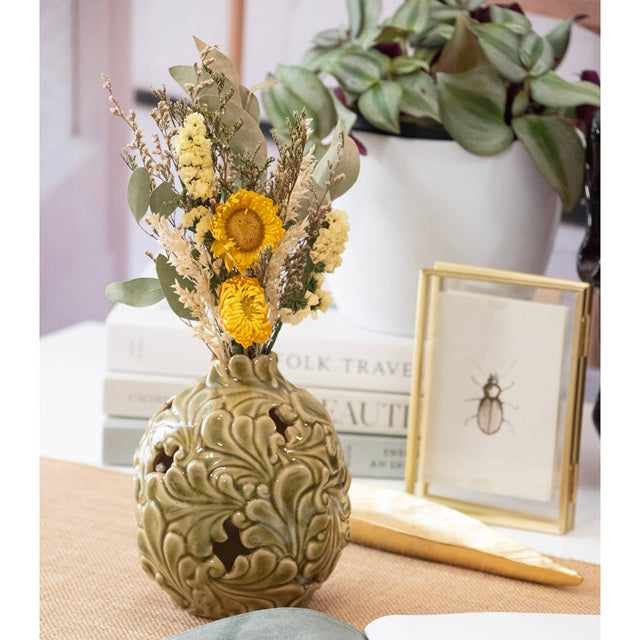 Yellow Strawflower Happy Mini Dried Floral Bouquet