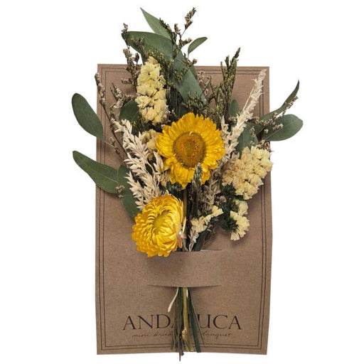 Yellow Strawflower Happy Mini Dried Floral Bouquet