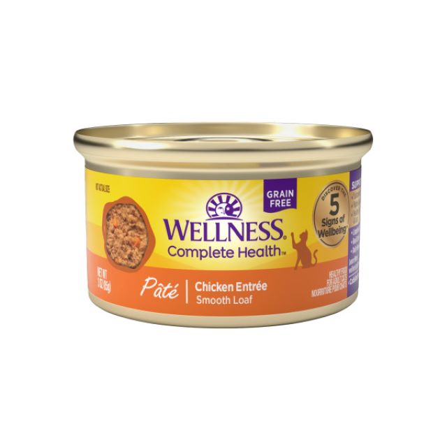 Wellness Cat Chicken Pate Cat Food, 3 oz. Cans-Case of 24