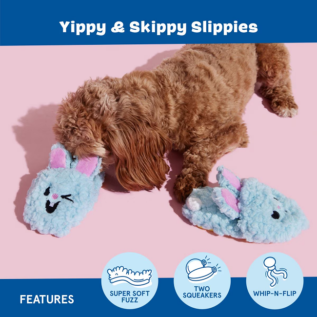 Bark YIPPY & SKIPPY SLIPPIES Dog Plush Toy, X-Small