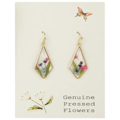 Bright Blooms Dried Flower Gold Diamond Earrings