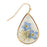 Cottage Blue Dried Flower Gold Teardrop Earrings