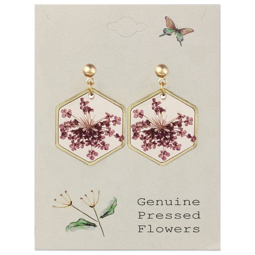 Cottage Floral Purple Dried Flower Earrings