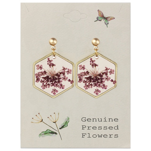 Cottage Floral Purple Dried Flower Earrings