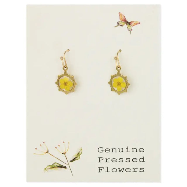 Sunshine Yellow Gold Dried Flower Earrings