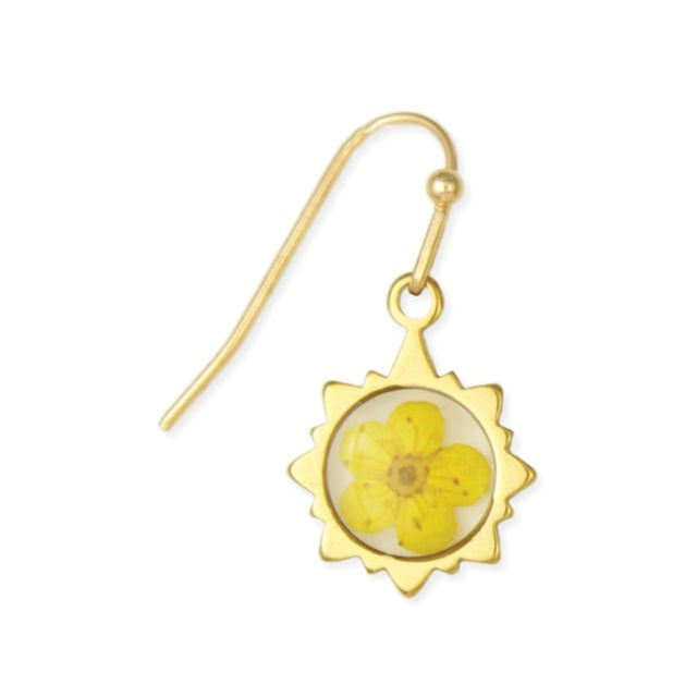 Sunshine Yellow Gold Dried Flower Earrings