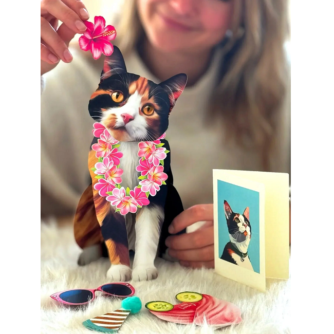 FreshCut Paper Calico Cat Pop-Up 3D Greeting Card