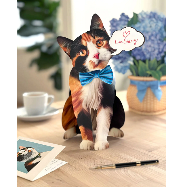 FreshCut Paper Calico Cat Pop-Up 3D Greeting Card