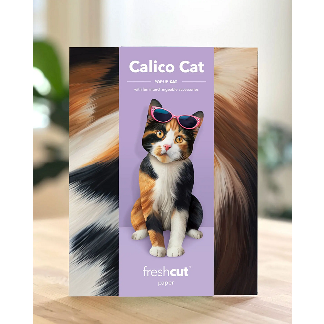 FreshCut Paper Calico Cat Pop-Up 3D Greeting Card