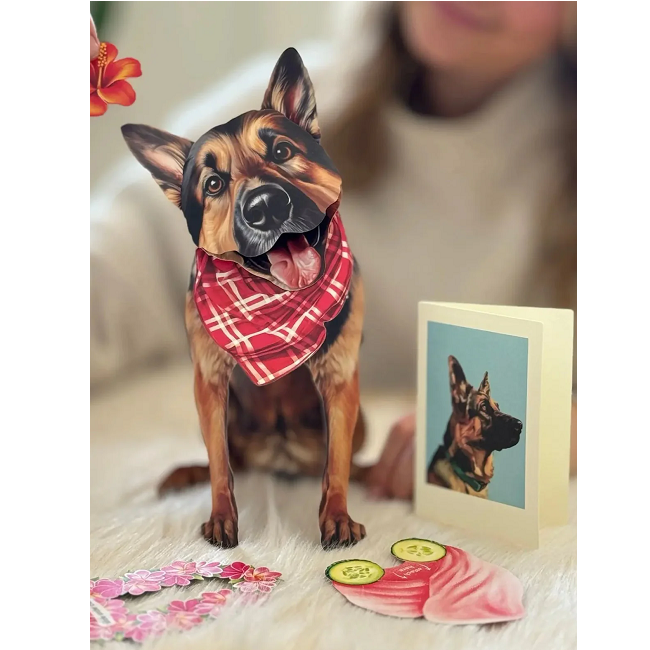 FreshCut Paper German Shepherd Pop-Up 3D Greeting Card