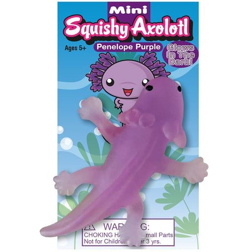 Zorbitz Mini Squishy Axolotl, Assorted Glow-in-the-Dark Colors